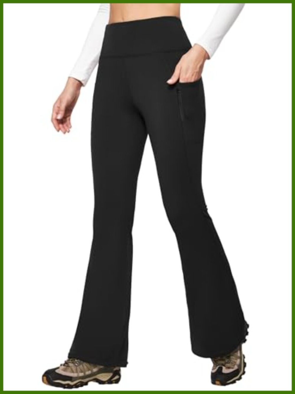 Fleece Lined Water Resistant Hiking Pants Winter Flare Leggings